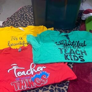 Vibrant teacher shirts size large like new.